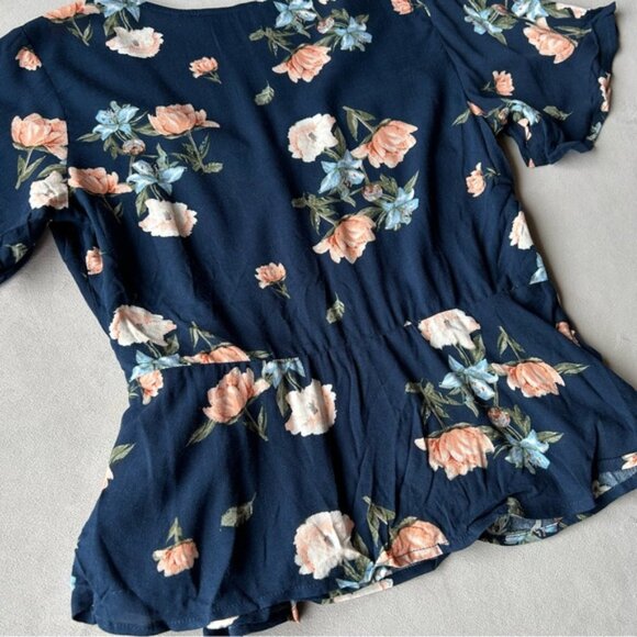 Elodie ~ Floral Peplum Top with Side Tie ~ Womens Size Small - Picture 5 of 10